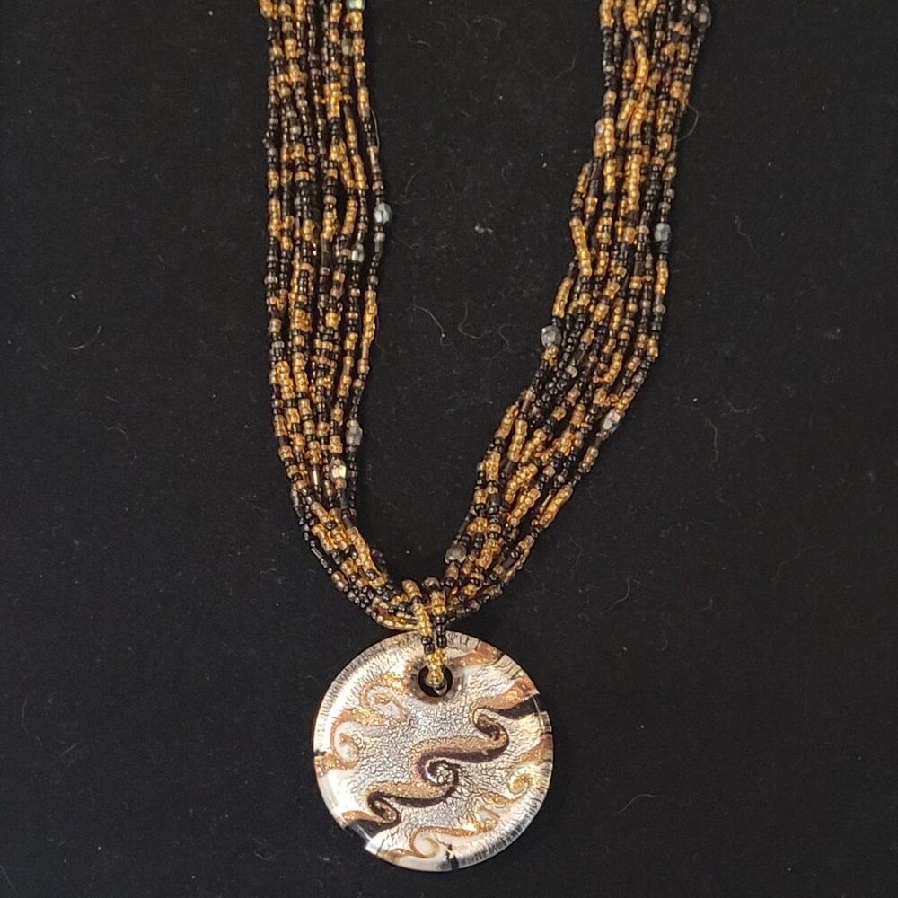 Black and Brown Vintage Beaded Layered Necklace